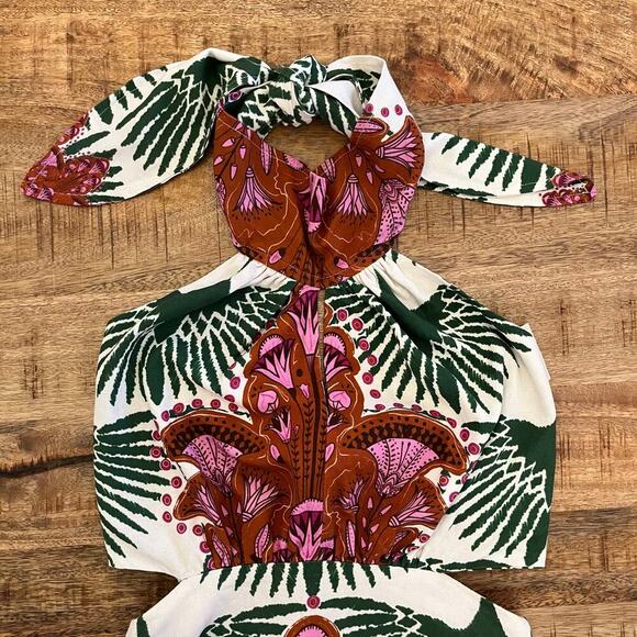 NWT Relicario Horus Tie Back Halter Midi Dress Small Resortwear Vacation Beach - Picture 5 of 13